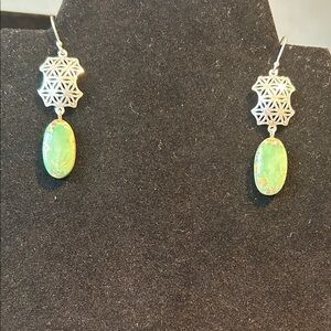 Elegant Silver and Green Dangle Earrings
